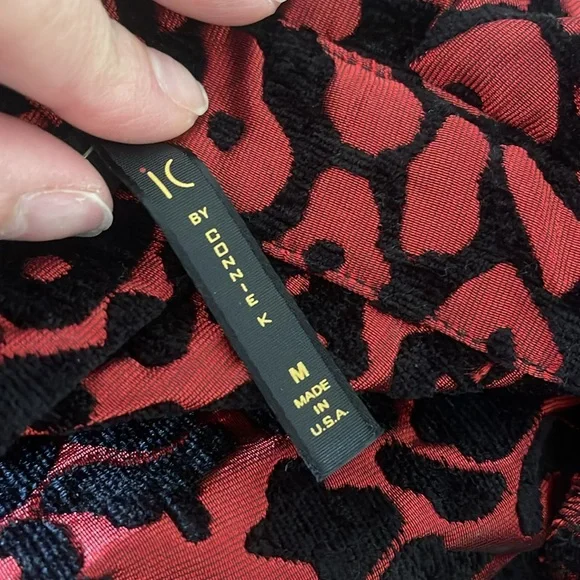 IC by Connie K Red/Black Jacquard Animal Print Jacket/Coat with Black Buttons - Picture 6 of 6